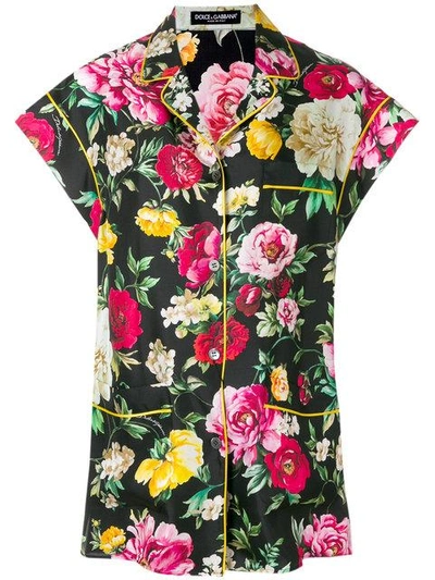 Shop Dolce & Gabbana Floral Printed Shirt In Black