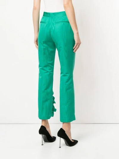 Shop Msgm Ruffle Tailored Trousers In Green