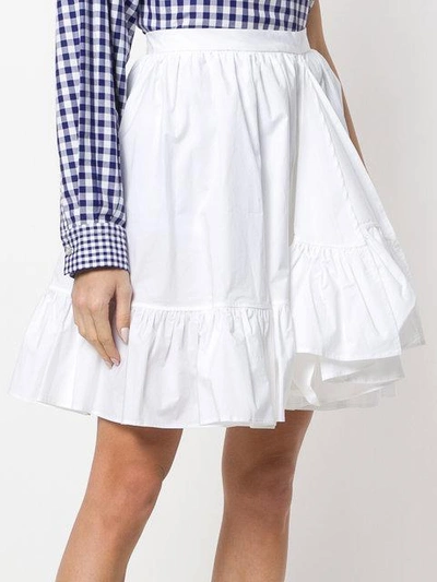 Shop Msgm Frill Hem Full Skirt - White