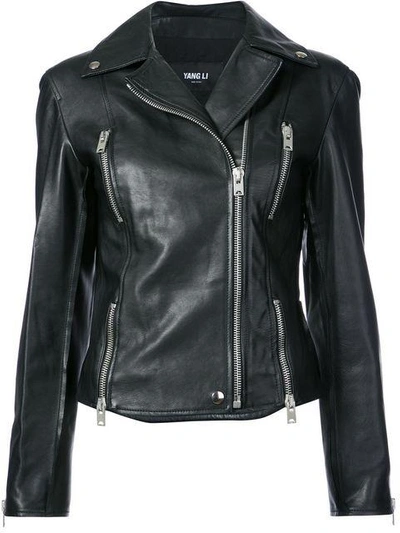 Shop Yang Li Slim Biker Jacket In Black