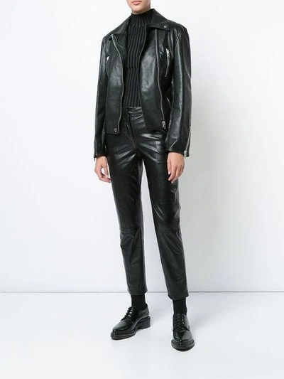 Shop Yang Li Slim Biker Jacket In Black