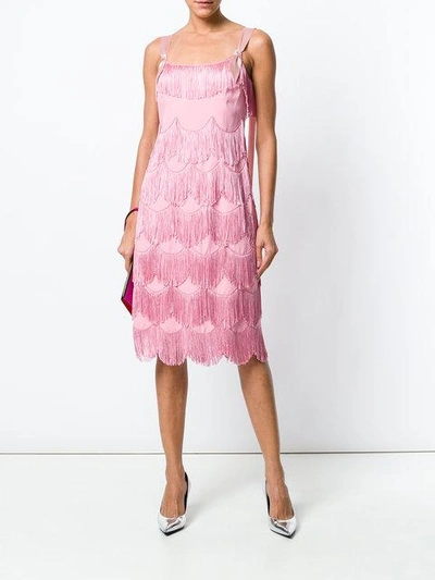 Shop Marc Jacobs Fringe Party Dress In Pink