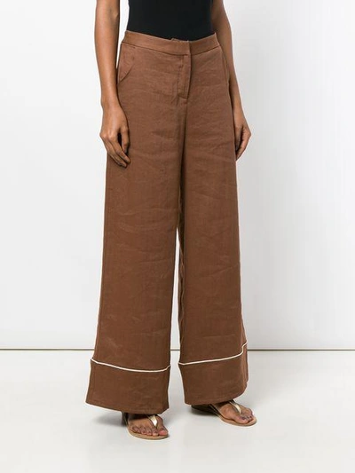 Shop Altea Contrast Piping Trousers In Brown