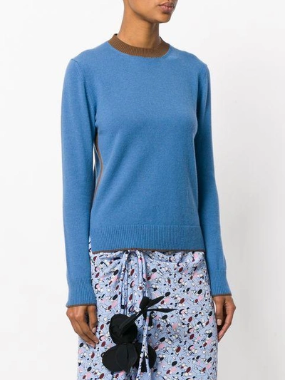 Shop Marni Contrast Collar Sweater - Blue