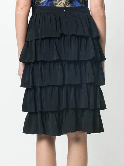 Shop Stella Mccartney Ruffle Midi Skirt In Black