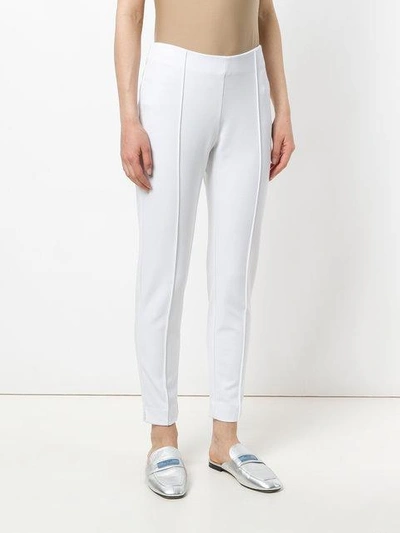 Shop Le Tricot Perugia Slim-fit Tailored Trousers In White