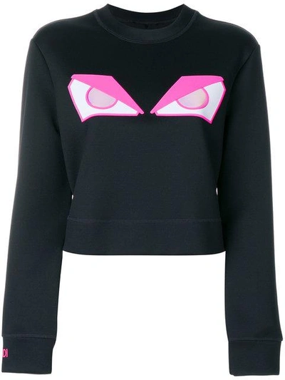Shop Fendi Angry Eyes Sweatshirt - Black