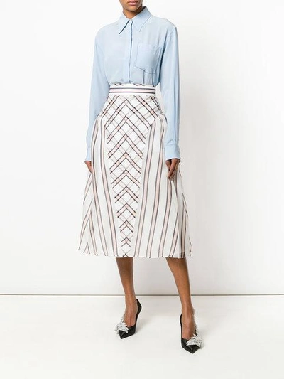 Shop Fendi Horizontal Contrasting Stripe Print A In White