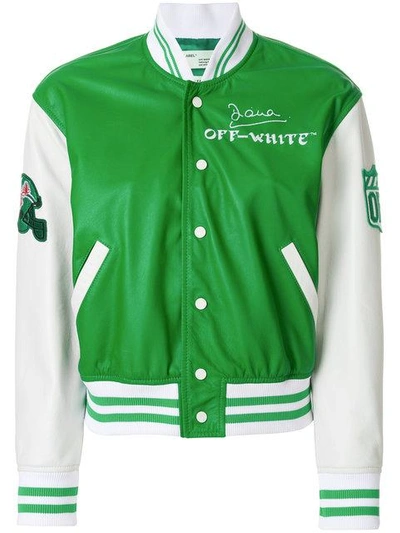 Shop Off-white Varsity Bomber Jacket - Green