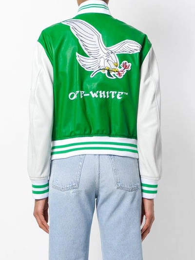Shop Off-white Varsity Bomber Jacket - Green