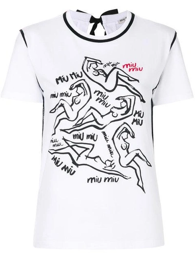 Shop Miu Miu Illustrated Bow-back T-shirt