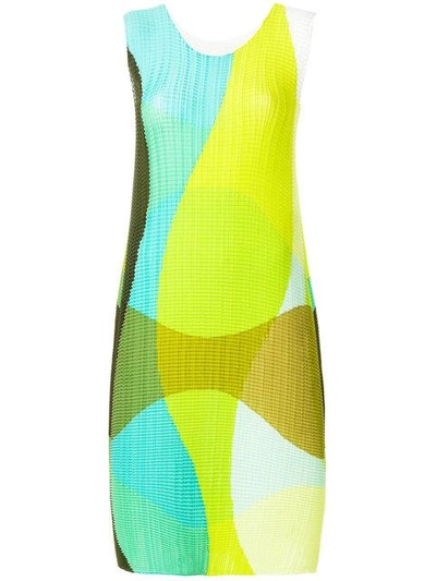 Shop Issey Miyake Knitted Wave Pattern Dress In Green
