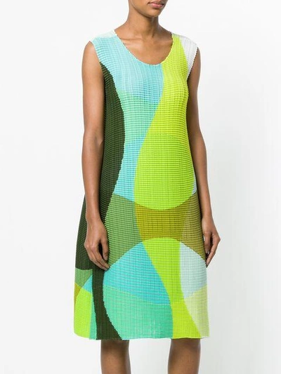 Shop Issey Miyake Knitted Wave Pattern Dress In Green