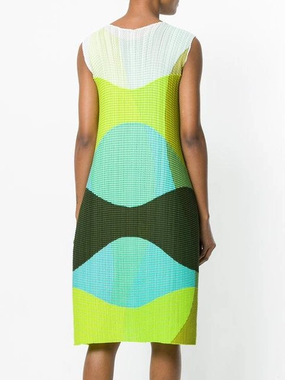 Shop Issey Miyake Knitted Wave Pattern Dress In Green