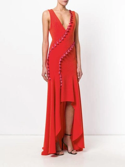 Shop Galvan Slit Tassel Dress In Red