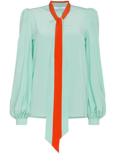 Shop Givenchy Tie Neck Blouse In Green