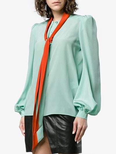 Shop Givenchy Tie Neck Blouse In Green