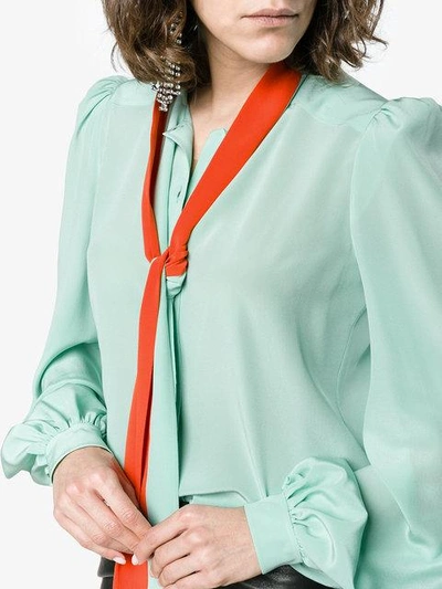 Shop Givenchy Tie Neck Blouse In Green