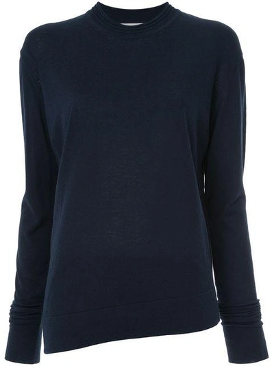 Shop Studio Nicholson Long-sleeve Fitted Sweater In Blue