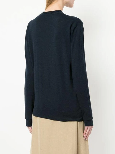 Shop Studio Nicholson Long-sleeve Fitted Sweater In Blue