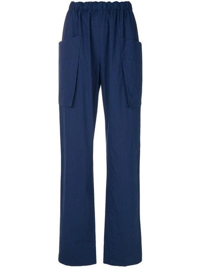Shop Cedric Charlier Tie-back Trousers In Blue