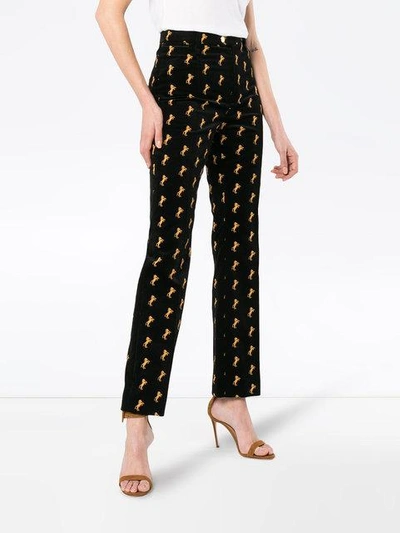 Shop Chloé Velvet Trousers With Horse Embroidery