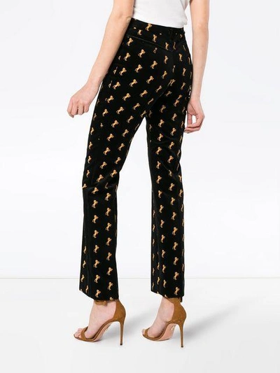 Shop Chloé Velvet Trousers With Horse Embroidery