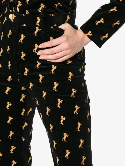 Shop Chloé Velvet Trousers With Horse Embroidery
