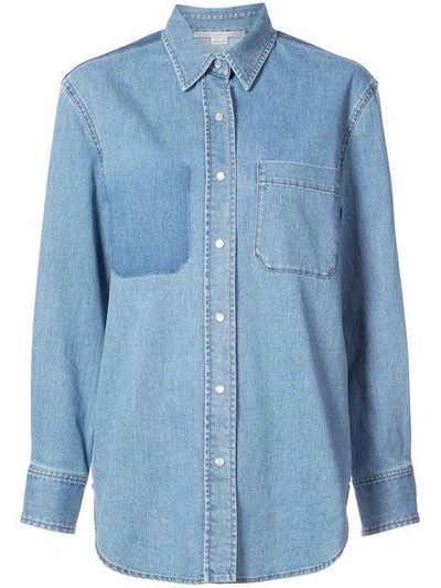 Shop Stella Mccartney Pocket Denim Shirt In Blue