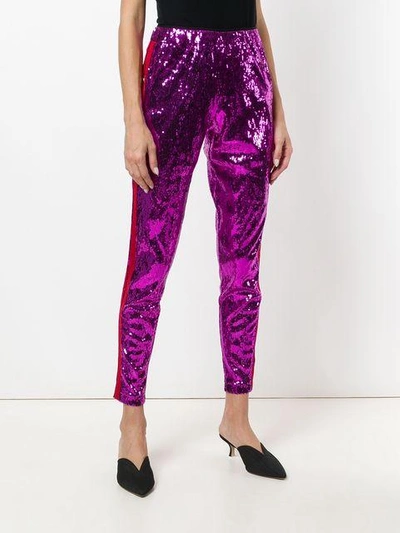 Shop Laneus Skinny Sequinned Trousers In Pink