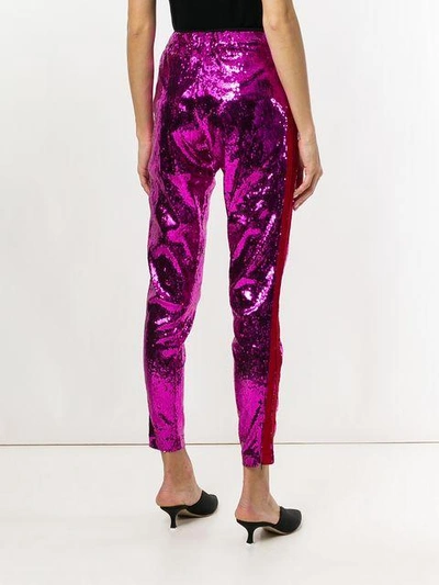 Shop Laneus Skinny Sequinned Trousers In Pink