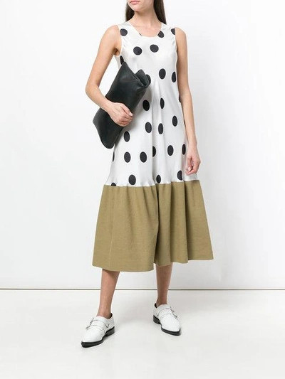 Shop Maison Margiela Contrast Polka-dot Midi Dress