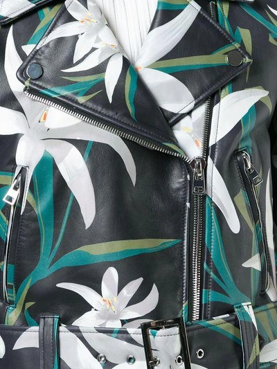 Shop Diane Von Furstenberg Floral Print Biker Jacket In Green