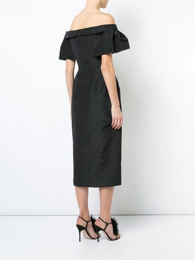 Shop Carolina Herrera Off Shoulder Ruched Dress In Black