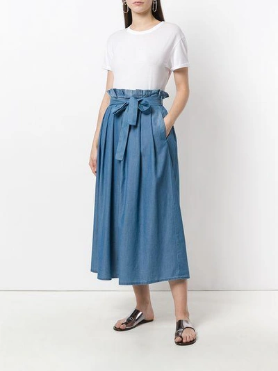 Shop Fabiana Filippi Pleated Belted Skirt - Blue