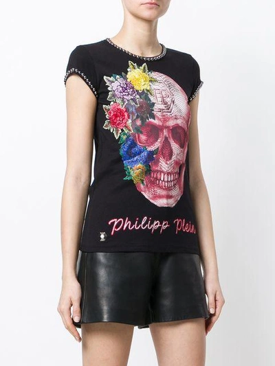 Shop Philipp Plein Studded Skull Print T-shirt - Black
