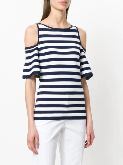 Shop Michael Michael Kors Striped Cold Shoulder T-shirt