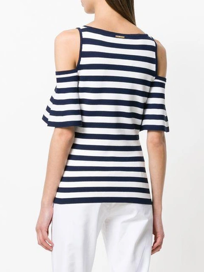 Shop Michael Michael Kors Striped Cold Shoulder T-shirt