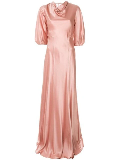 Shop Alberta Ferretti Cowl Neck Slip Gown - Pink