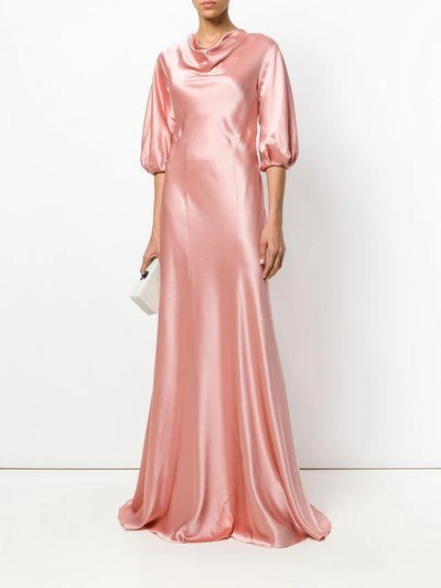 Shop Alberta Ferretti Cowl Neck Slip Gown - Pink