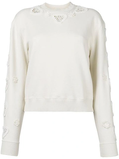 Shop Saint Laurent Crocheted Boxy Sweater In White