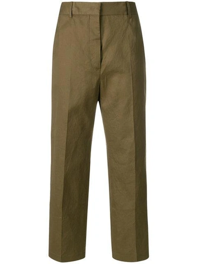 Shop Jil Sander Cropped Tailored Trousers - Green