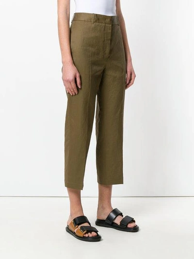 Shop Jil Sander Cropped Tailored Trousers - Green