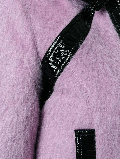 Shop Giamba Patent Detail Hooded Coat In Pink