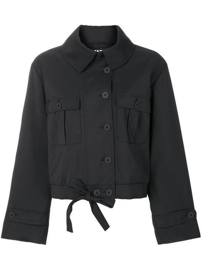 Shop Karl Lagerfeld Cropped Cargo Pocket Jacket - Black