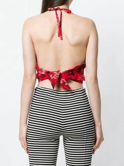 Shop Red Valentino Monkey Print Halter Top In Red