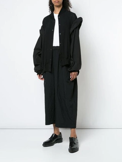 Shop Comme Des Garçons Wide-leg Cropped Trousers - Black