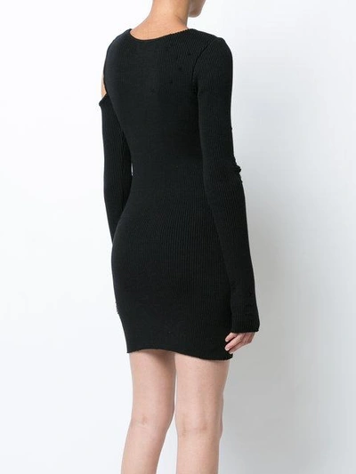 Shop Amiri Distressed Sweater Dress - Black