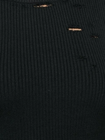 Shop Amiri Distressed Sweater Dress - Black