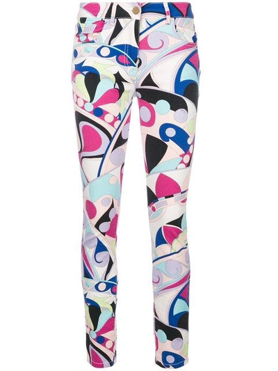 Shop Emilio Pucci Geometric Print Skinny Trousers In Multicolour